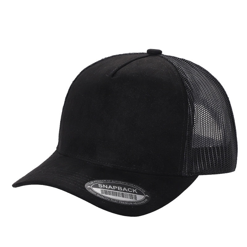 Unbranded Suede 5 Panel Trucker Hat Black