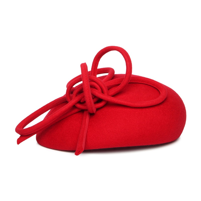 Whiteley Hats Rosey Wool Pillbox Hat with Swirl – Red 1-Size
