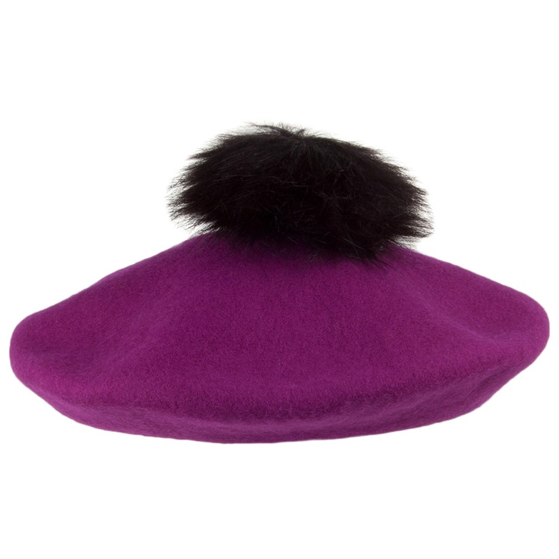 Whiteley Hats Wool Beret with Pom – Magenta 1-Size