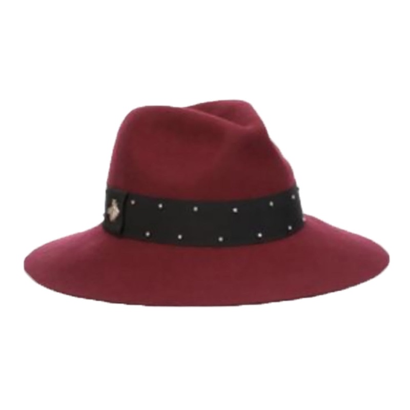 Wool Felt Fedora with Rhinestone Band – Scala Hats Burgundy OS