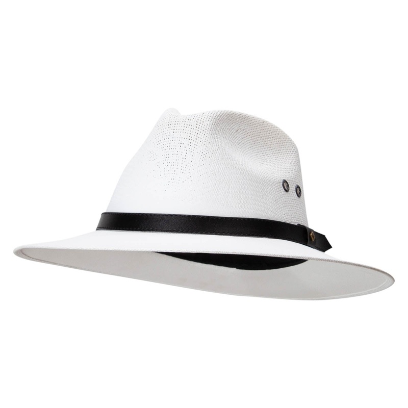 Woven Paper 3 in brim Fedora Hat White Black 57CM