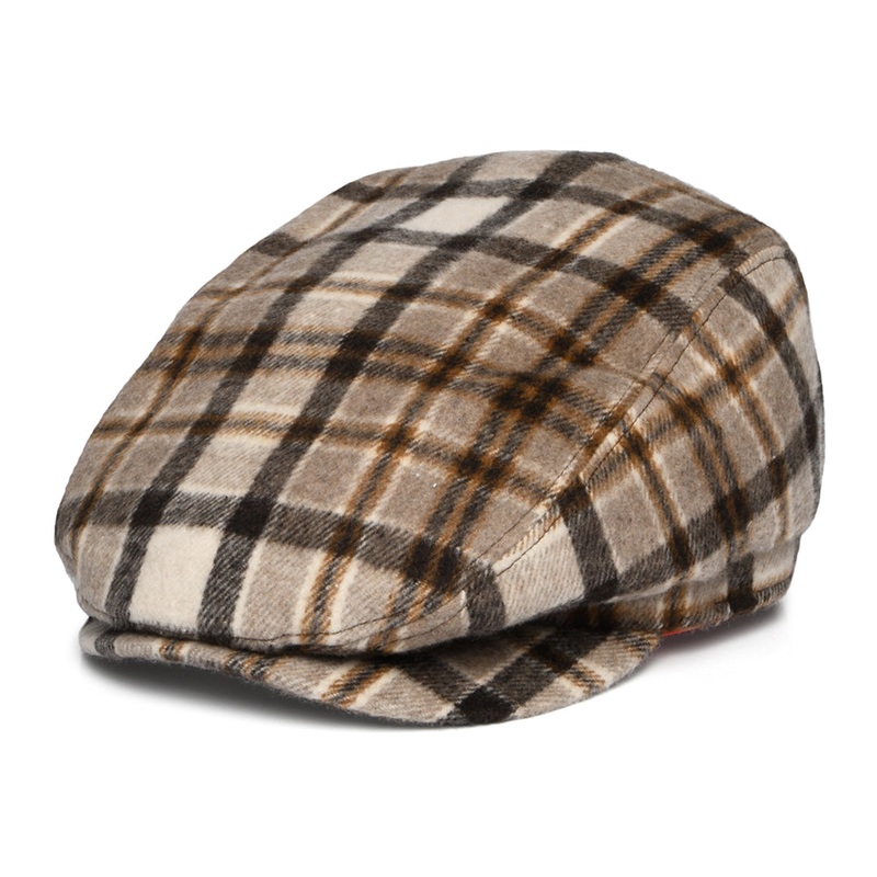 Barts Hats Systa Plaid Wool Blend Flat Cap – Light Brown 1-Size