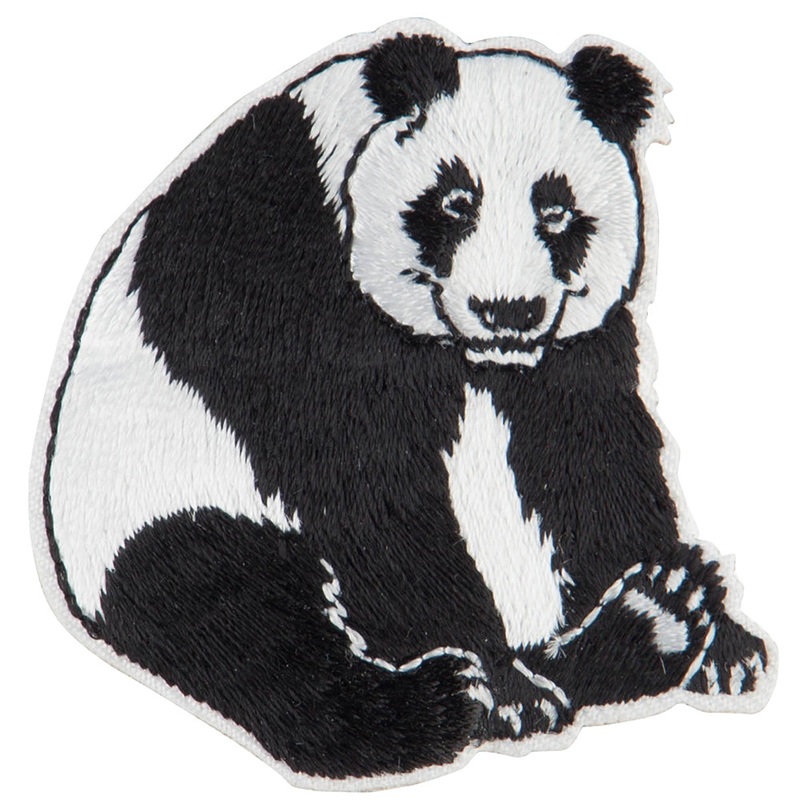 Bear Embroidered Patches Black White One Size