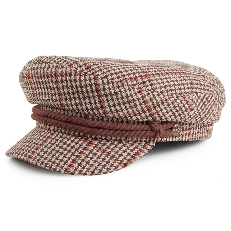 Brixton Hats Houndstooth Fiddler Cap – Khaki-Brown Small-56cm