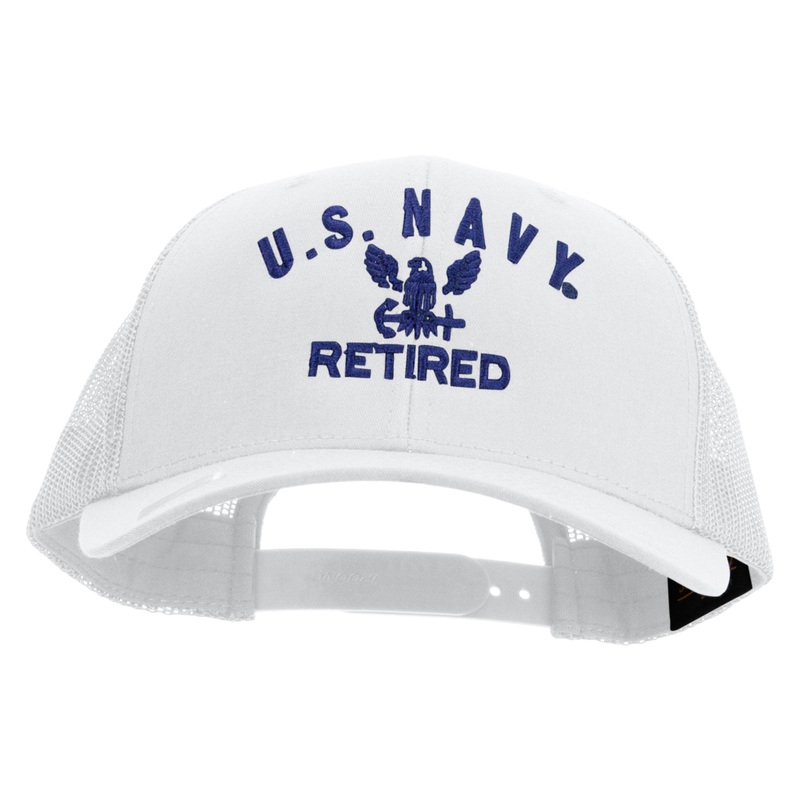 Eagle Navy Retired Embroidered Retro Trucker Cap White One Size