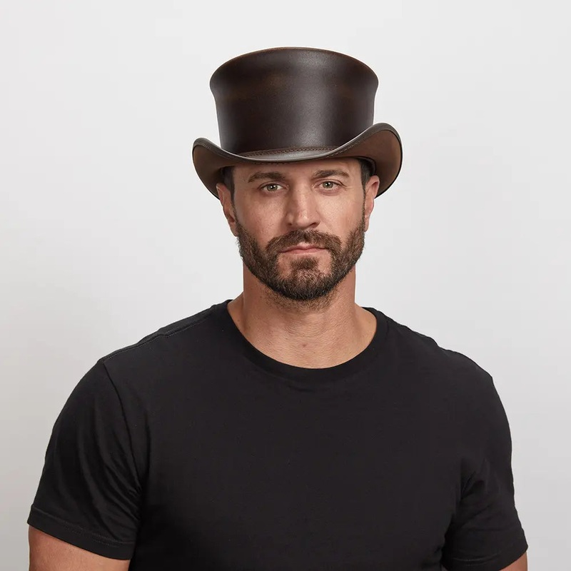 El Dorado | Mens Leather Top Hat Brown SM
