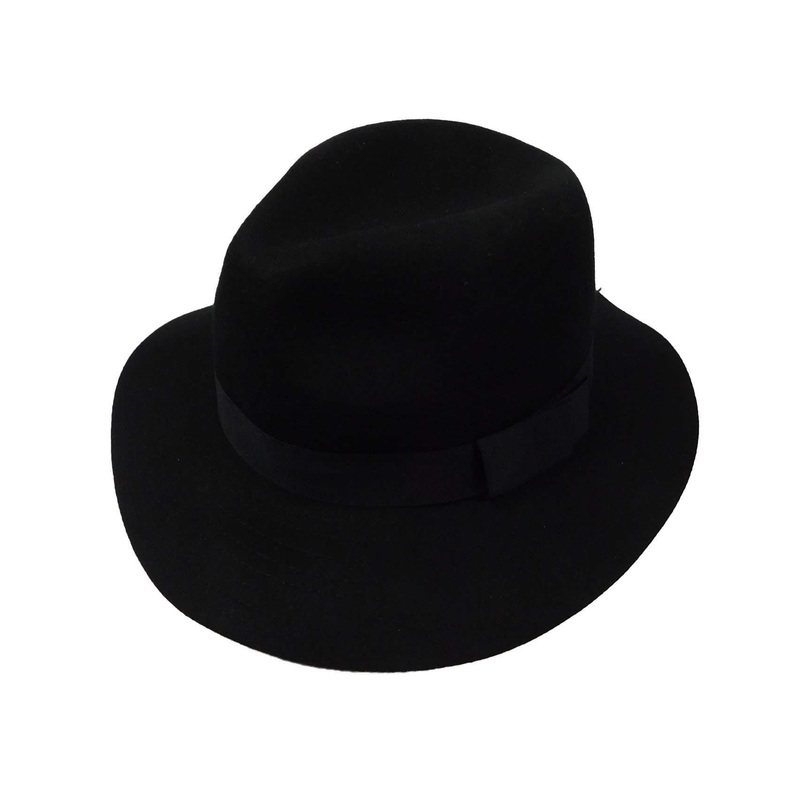 Floppy Wool Felt Fedora Hat by JSA -Black Black
