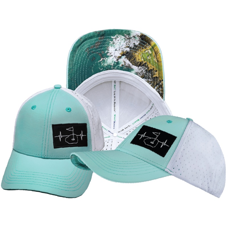 Golf Hat – Low Profile – Ponytail – Mint Green / White – Laser Mesh