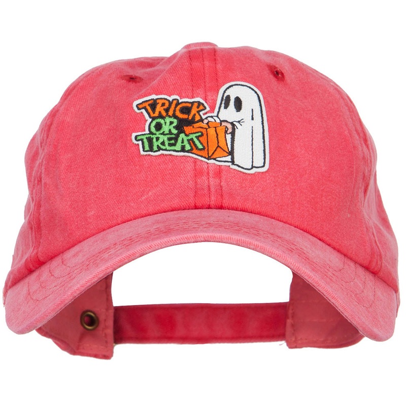 Halloween Trick or Treat Patched Unstructured Cap Red One Size