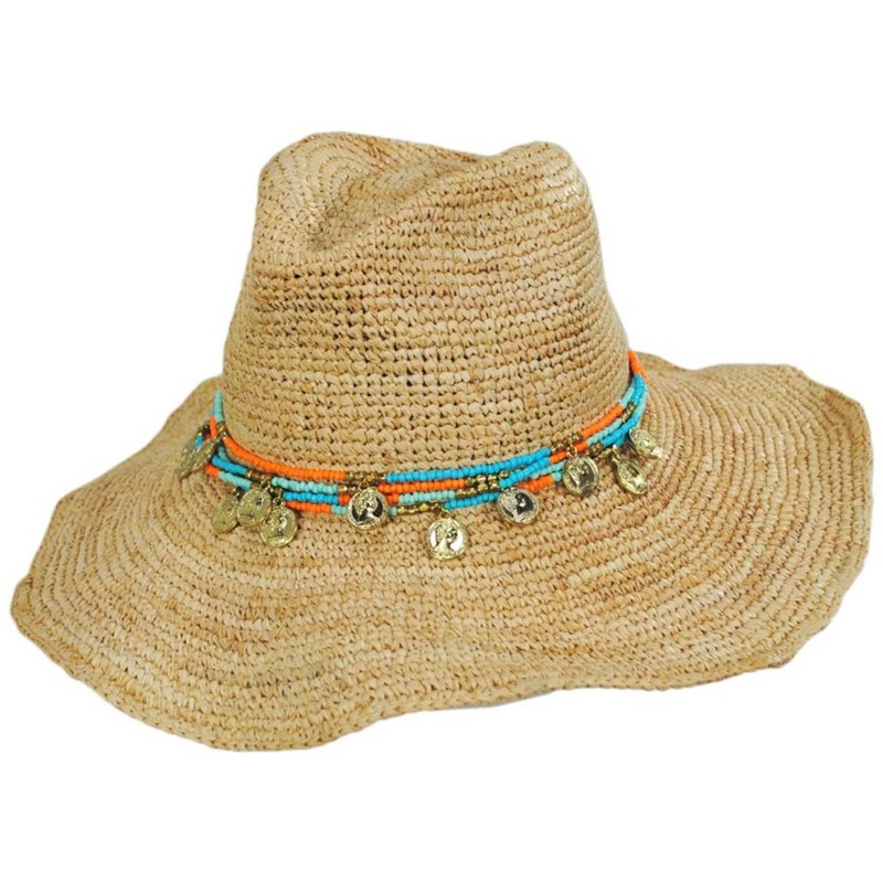 Ibiza Raffia Crochet Western Hat NATURAL ONE SIZE FITS MOST