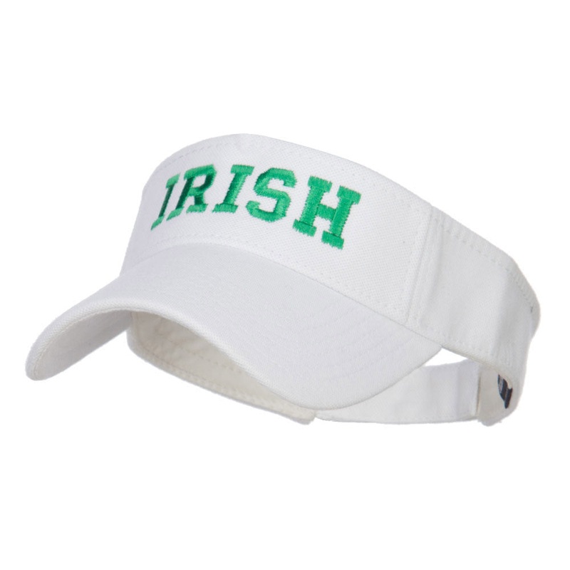 Irish Embroidered Cotton Knit Visor White One Size