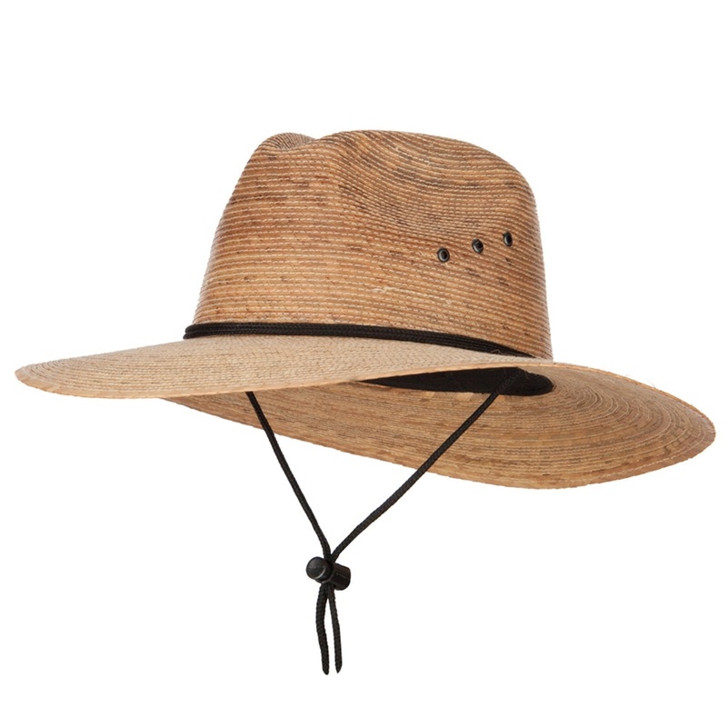 Men’s Palm Braid Large Brim Fedora Hat Dk Palm M