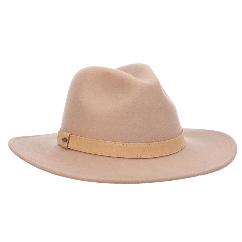 Structured Wool Felt Wide Brim Safari Hat – Scala Hats Mink S/M (57 cm)