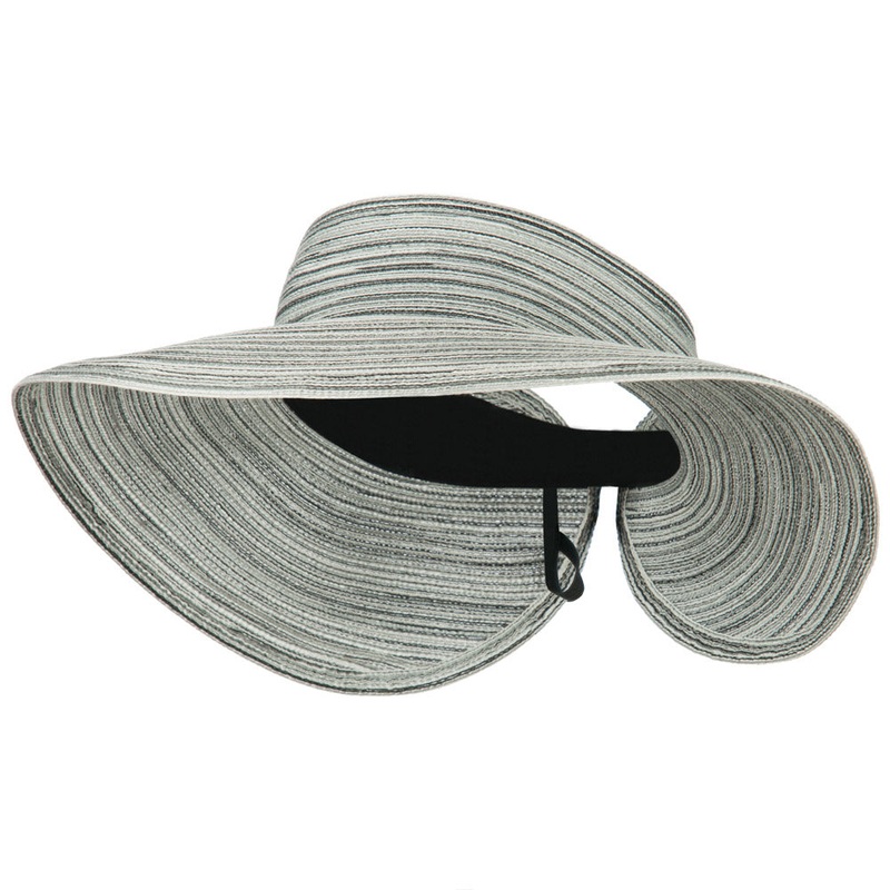 UPF 40+ Poly Braid Roll Up Visor Black White One Size