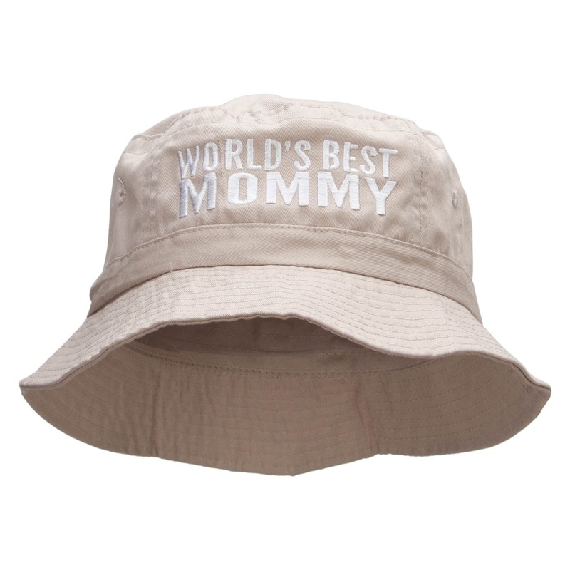 World’s Best Mommy Embroidered Bucket Hat Natural One Size