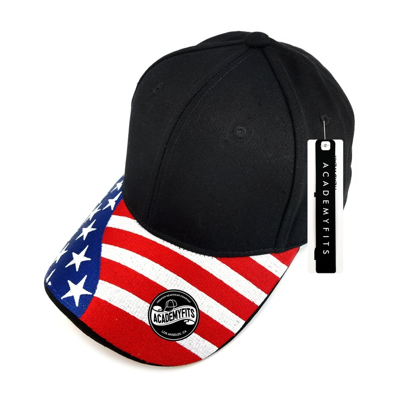 Academy Fits USA Flag Visor Snapback Hat 2014 Black