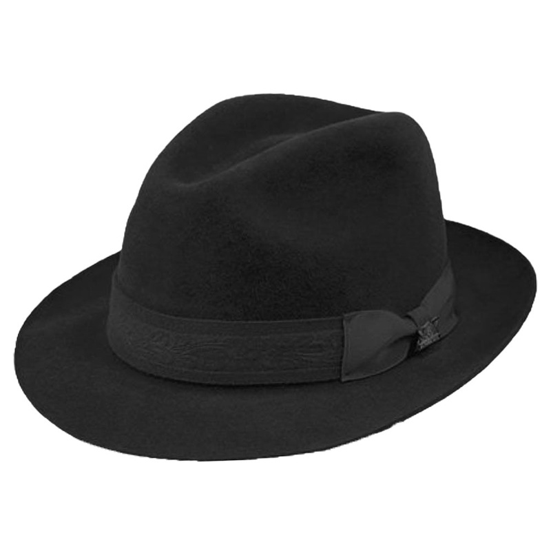 Artisan Fur Felt Fedora Embossed Band – Biltmore Hats Black M  (7 1/8; 57 cm)