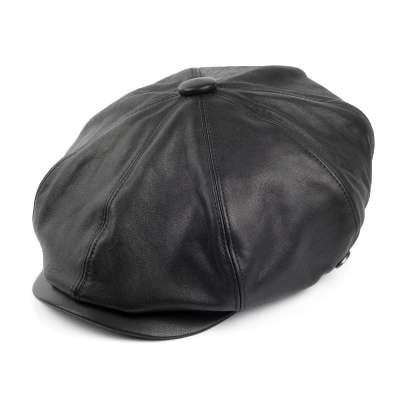 Bailey Hats Noclin Leather Newsboy Cap – Black S