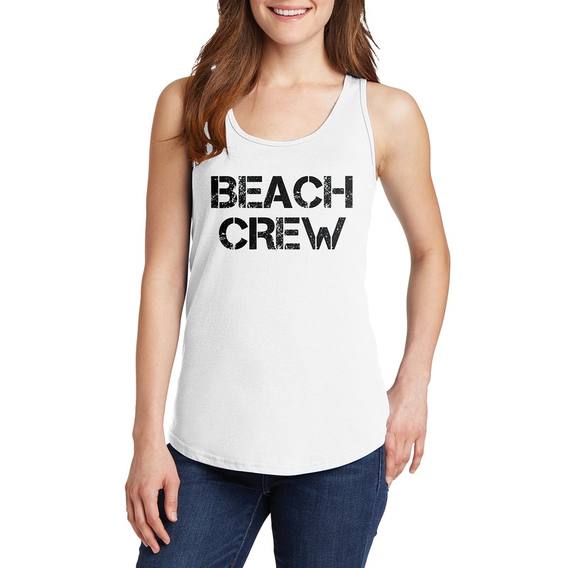 Beach Crew Ladies Core Cotton Tank Top White XS