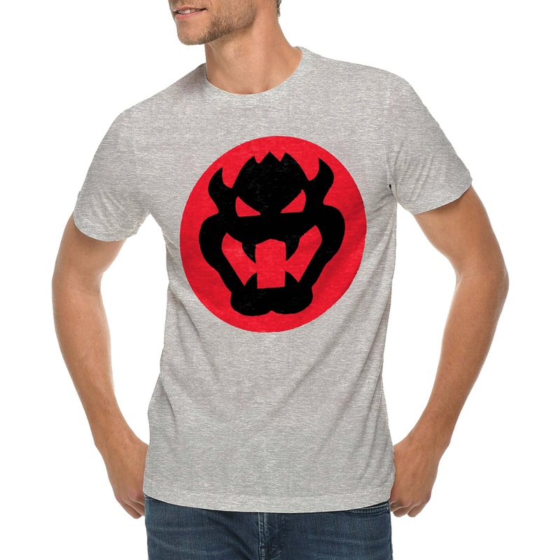 Bowser Face Graphic Design Deluxe Jersey T-Shirt Heather Grey XS