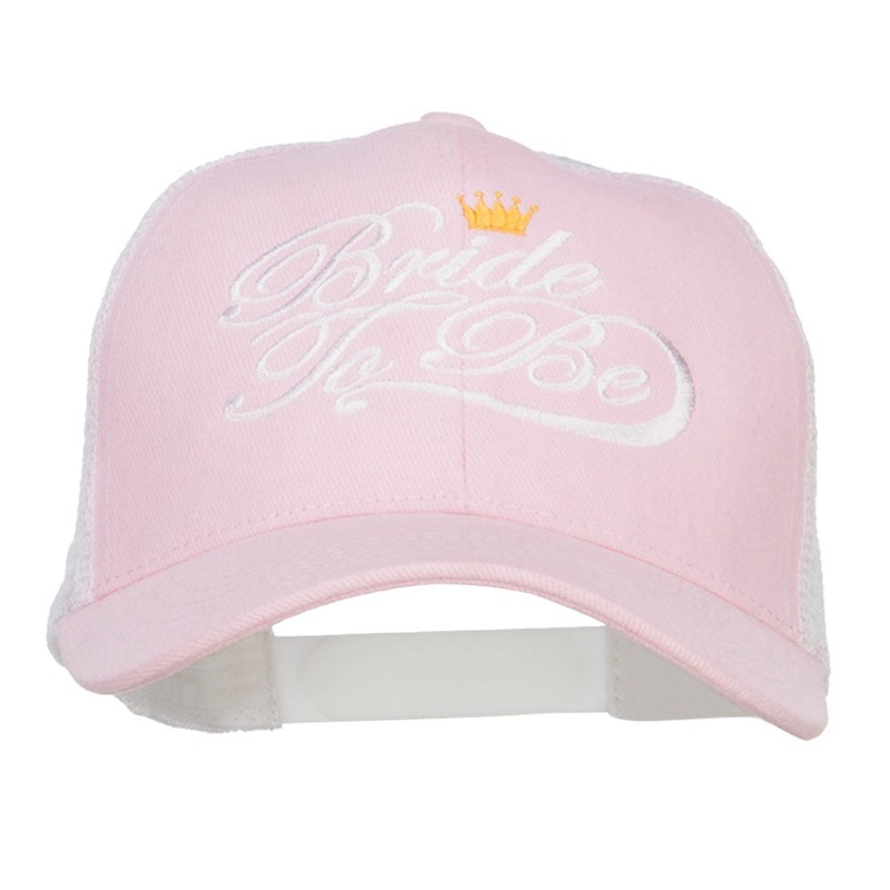 Bride To Be Embroidered Cotton Trucker Cap Pink White One Size