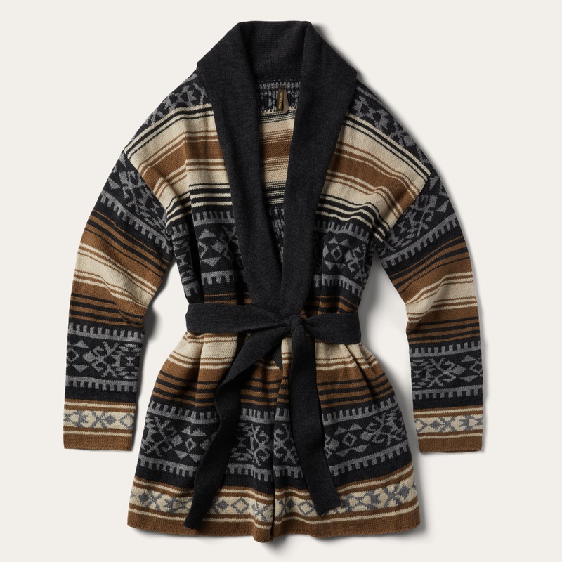 Brown Serape Belted Cardigan Brown XS