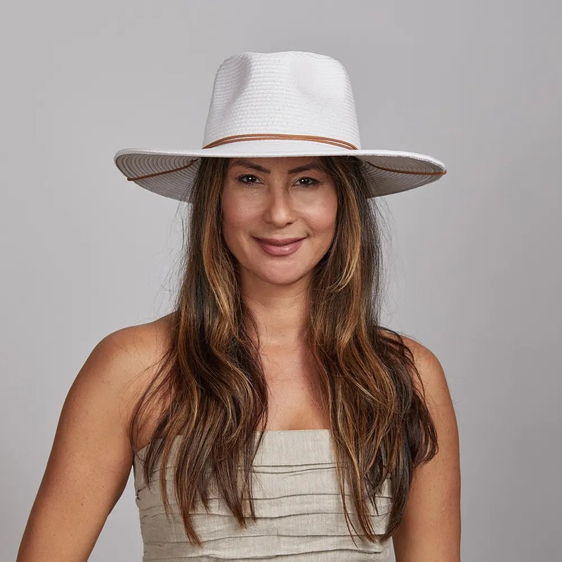 Felix | Womens White Wide Brim Straw Sun Hat White SM