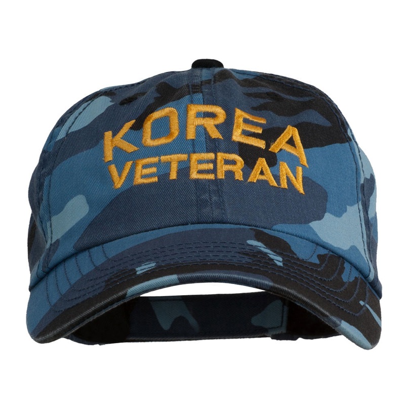Korea Veteran Embroidered Enzyme Washed Cap Sky One Size
