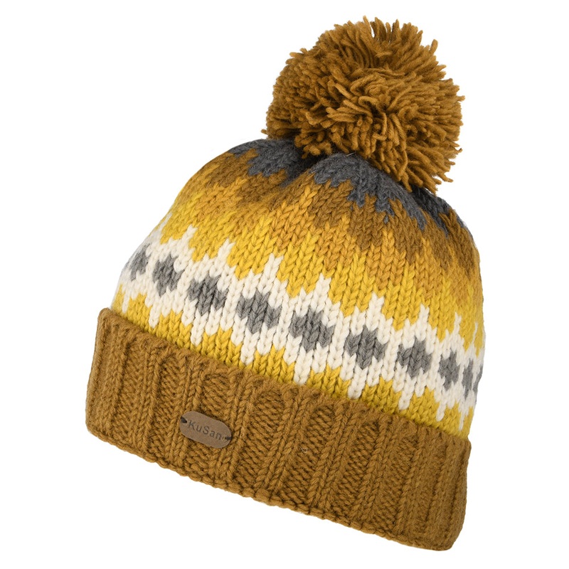 Kusan Turn Up Bobble Hat – Mustard 1-Size