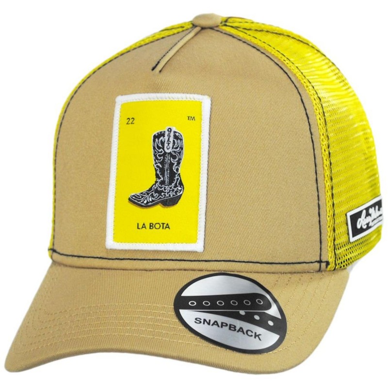 Loteria La Bota Snapback Trucker Baseball Cap KHAKI ADJUSTABLE