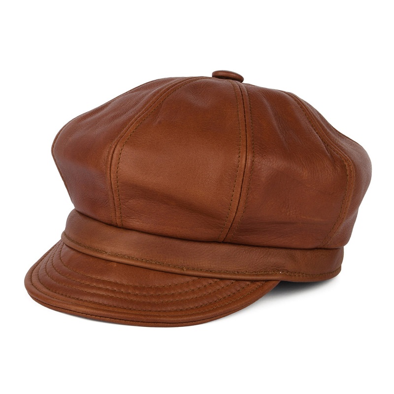 New York Hat Company Vintage Leather Spitfire Cap – Brown S