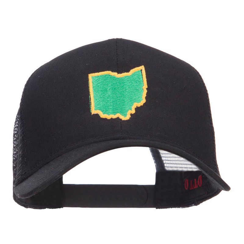 Ohio State Map Embroidered Mesh Cap Black One Size