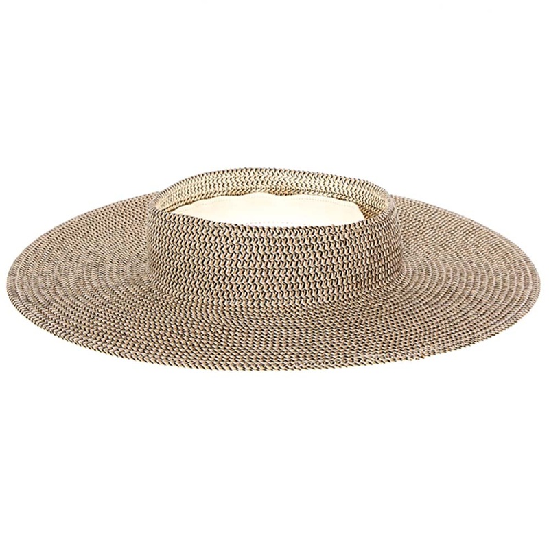 Open Crown Straw Sun Visor Hat – Boardwalk Hats Black Heather OS (57 cm)