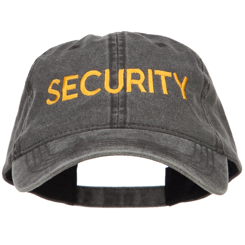 Security Embroidered Washed Buckled Cap Black One Size