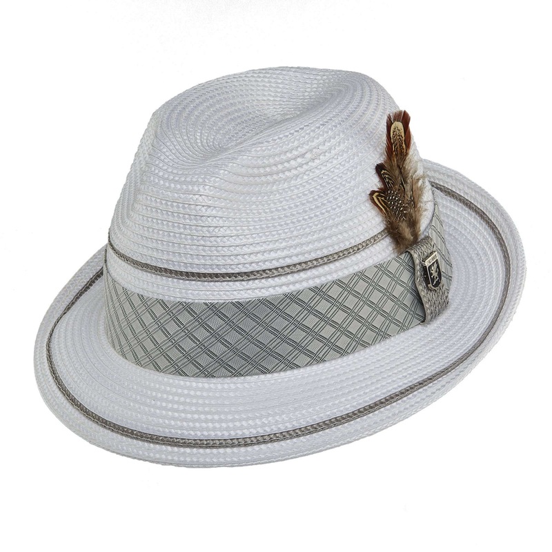 Stacy Adams Two Tone Pinch Front Fedora Hat Black M