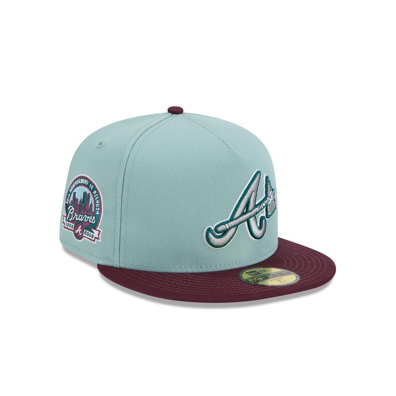 Atlanta Braves Beach Kiss Blue 59FIFTY A-Frame Fitted Hat 7