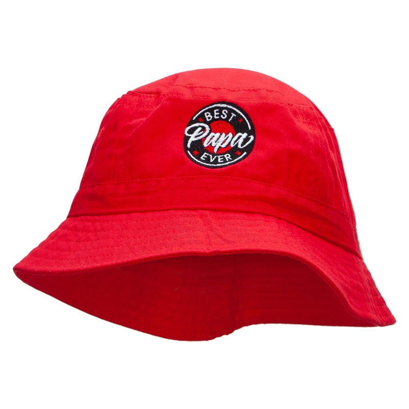 Best Papa Ever Embroidered Bucket Hat Red One Size