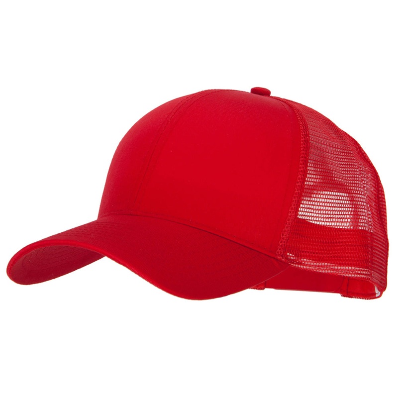 Big Size Solid Cotton Twill High Profile Mesh Pro Style Cap Red XL-3XL