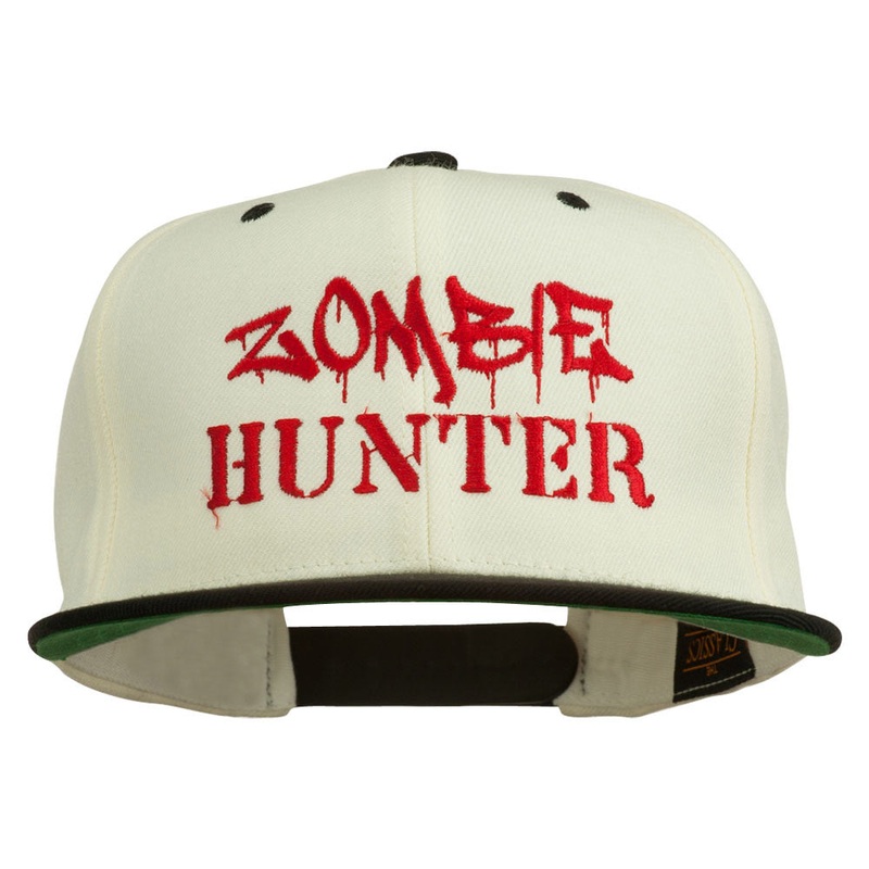 Halloween Zombie Hunter Embroidered Snapback Cap Natural Black One Size