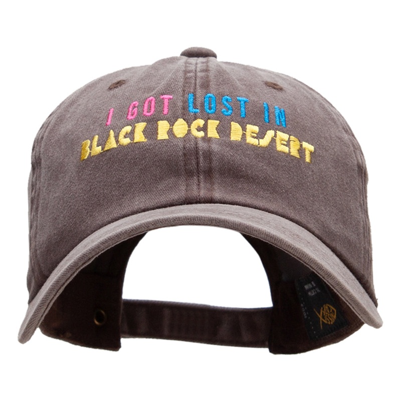 Lost In Black Rock Phrase Embroidered Unstructured Cotton Cap Brown One Size