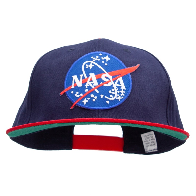 NASA Patched Brushed Cotton Twill High Profile Extra Size Cap Navy Red One Size