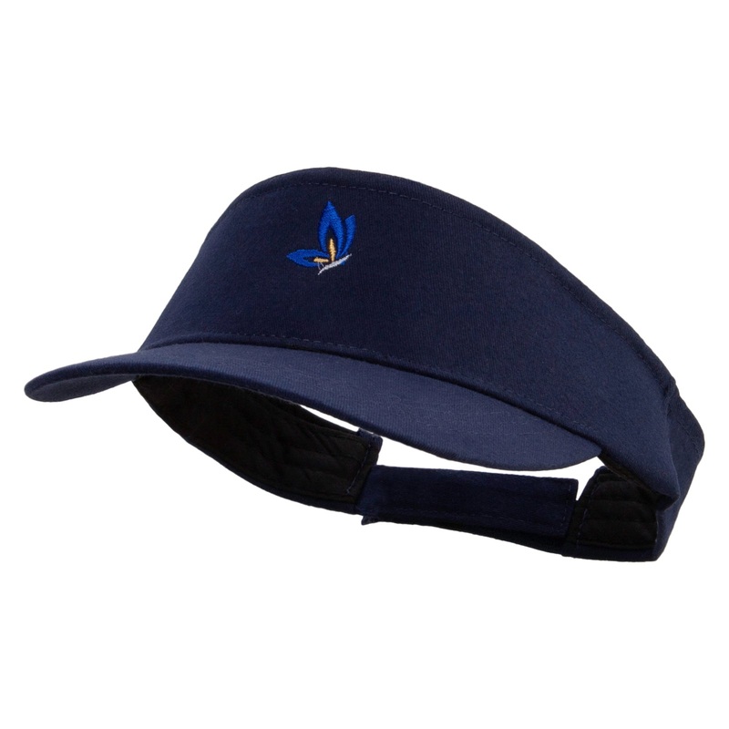 Nature Butterfly Icon Embroidered Brushed Cotton Sun visor Navy One Size