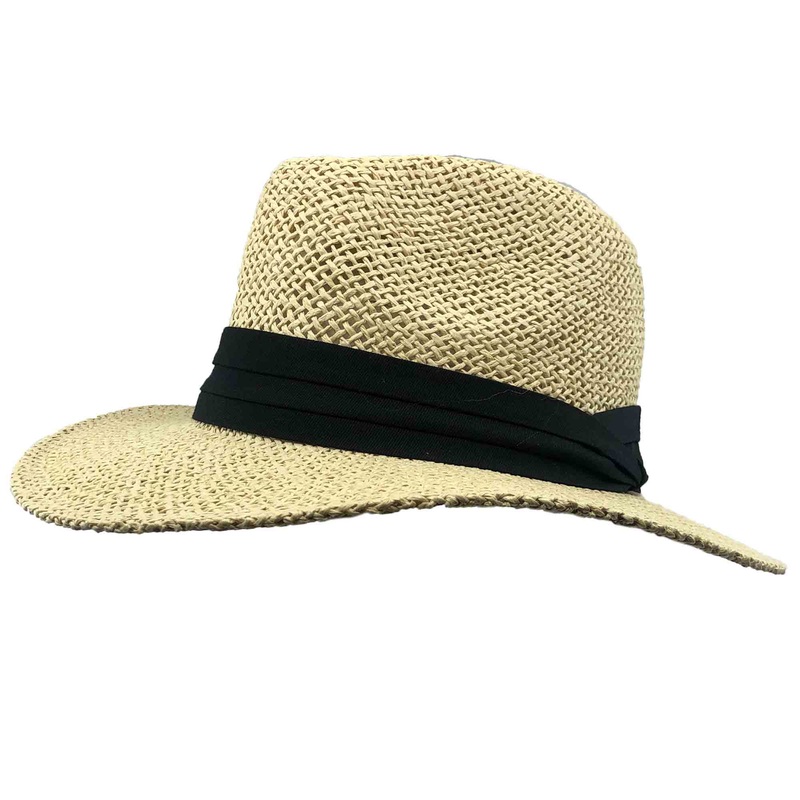 Safari Hat with Black Band – Milani Hats Natural M/L (59 cm)
