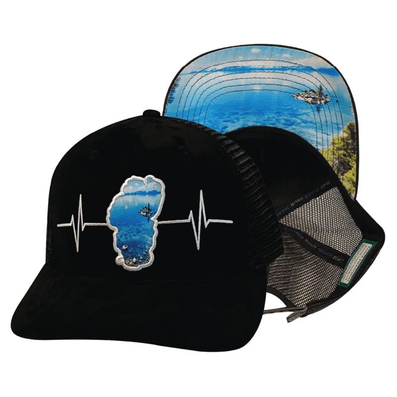 Tahoe Hat – Baseball Hat Fit – Suede – Black – Glass – Trucker Mesh
