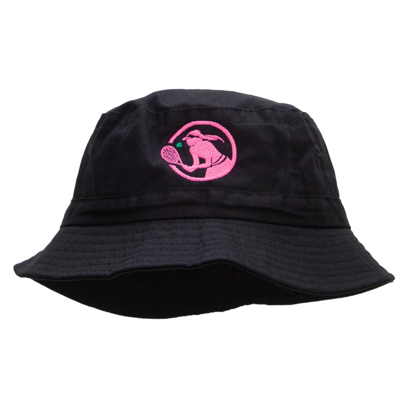 Tennis Girl Embroidered Pigment Dyed Bucket Hat Black One Size