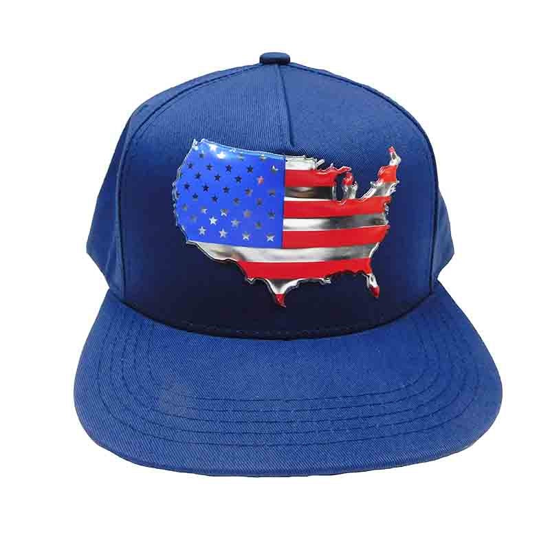 USA Flag Map Patch Snapback Caps Navy