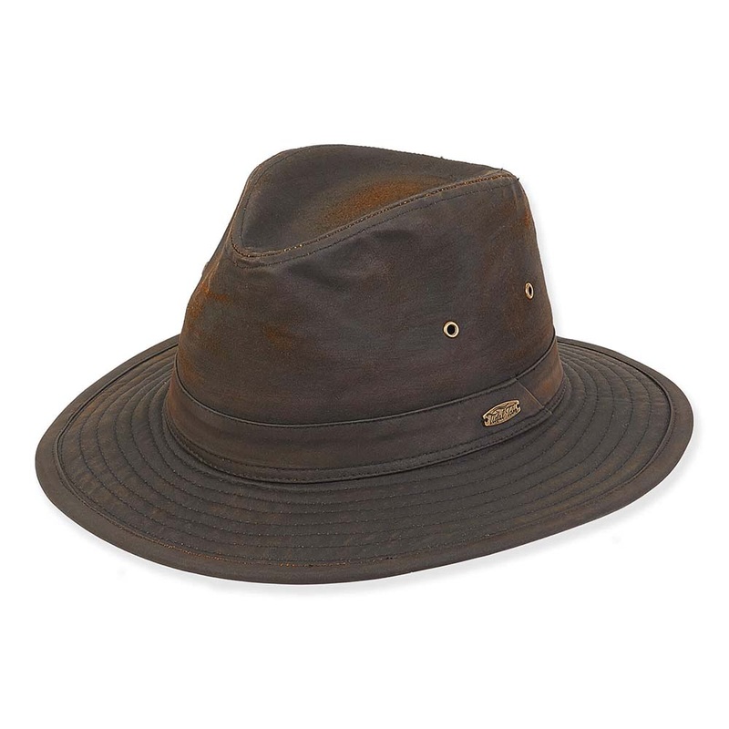 Waxed Cotton Safari Hat with Bound Brim – Tidal Tom Brown M/L (57-59 cm)