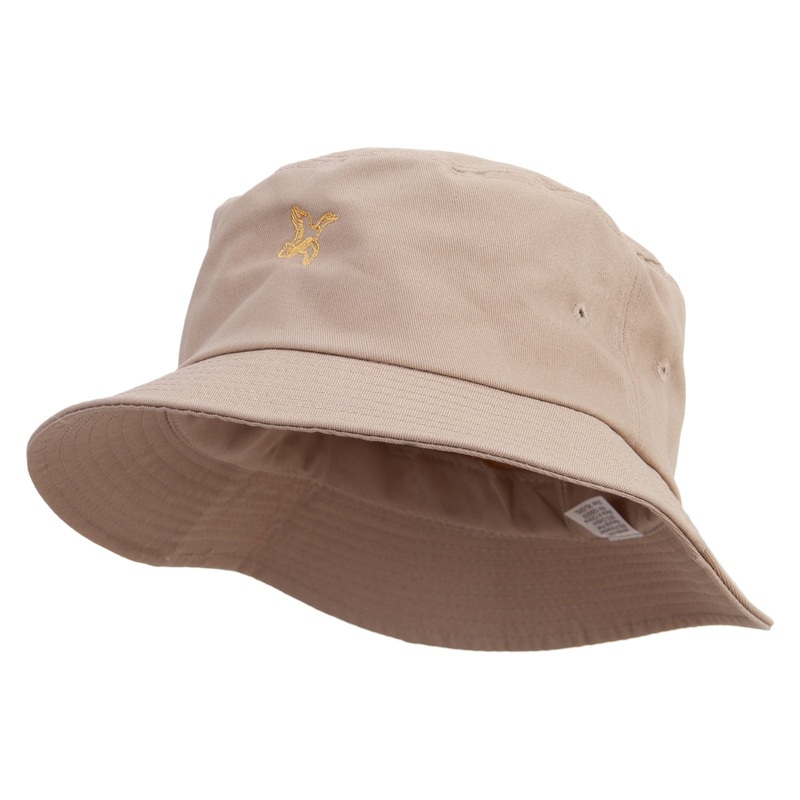 Wild Flying Duck Embroidered Big Size Cotton Blend Twill Bucket Hat Khaki XL-2XL