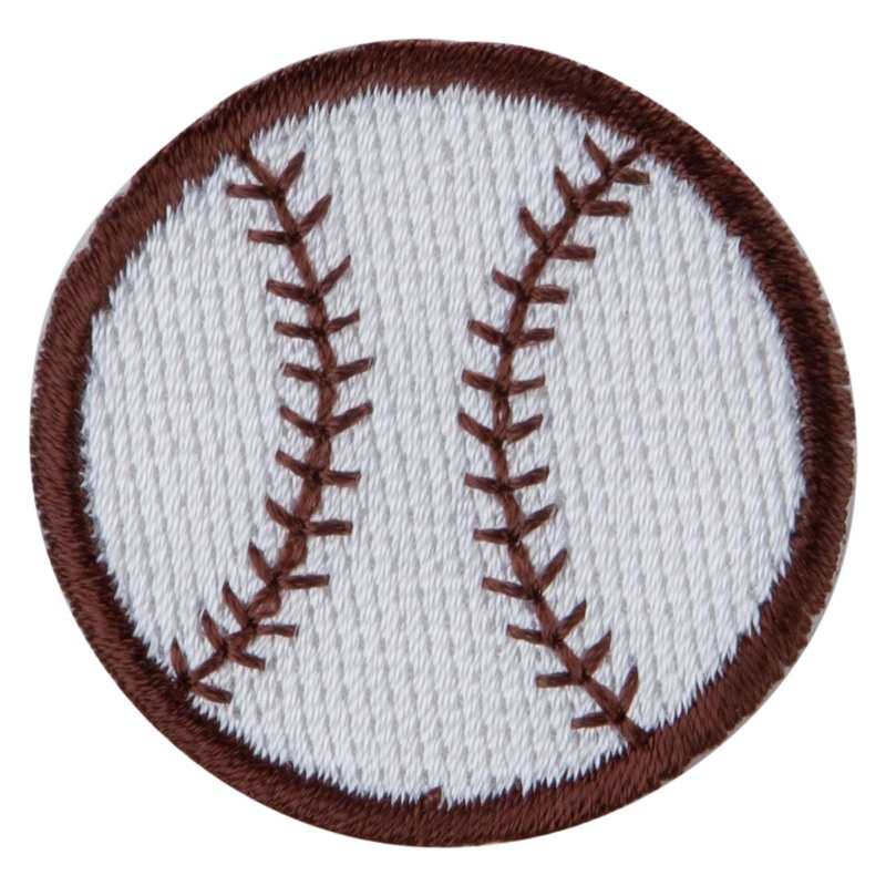 Baseball Sport Iron on Patch Brown White One Size