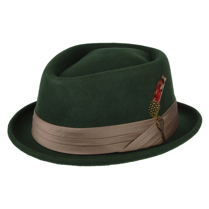 Brixton Hats Stout Wool Felt Pork Pie Hat – Moss-Bronze S